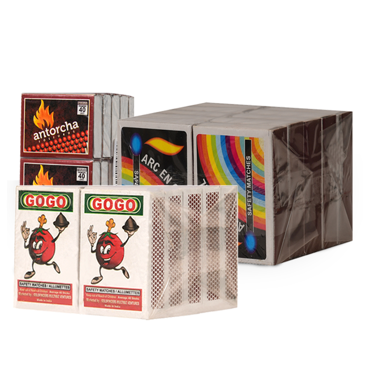 Transparent paper-wrapped Wax Safety Matches, 10's packs High-quality transparent paper wrapping for easy handling. Available at locations across India.